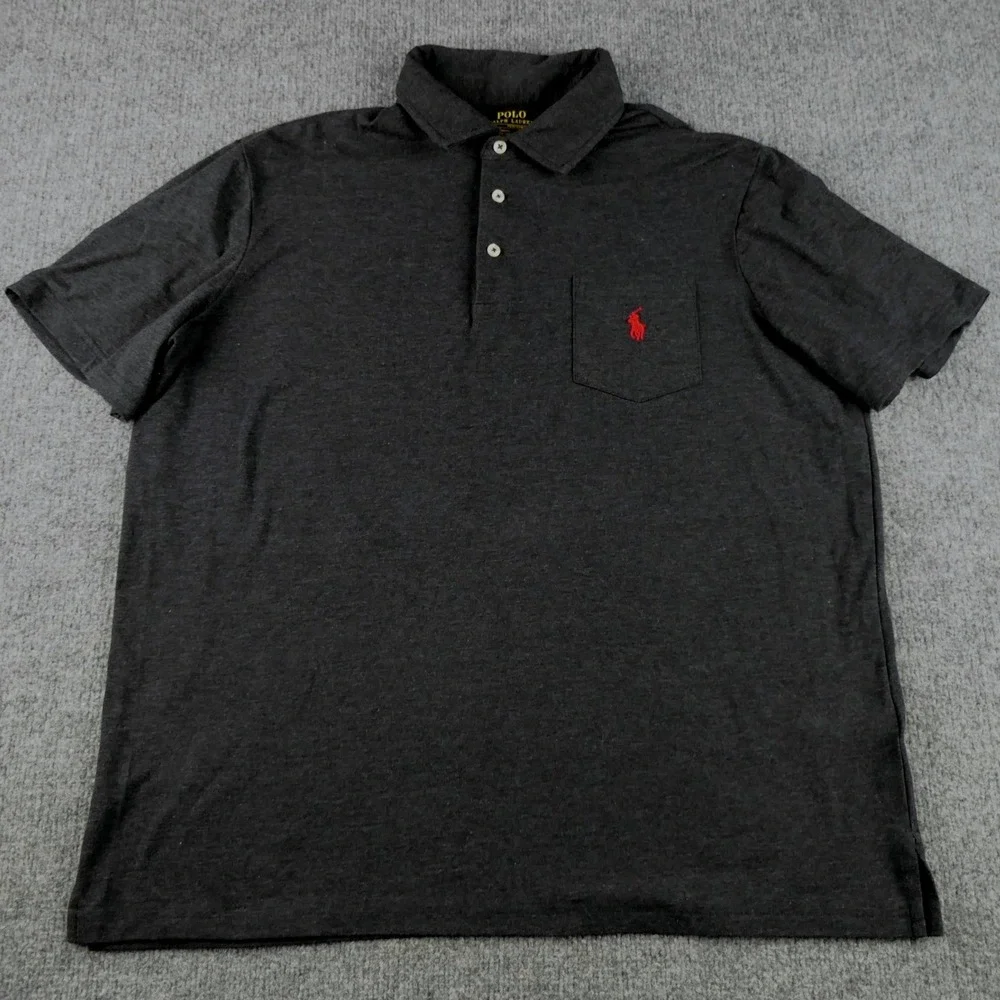 Polo Ralph Lauren Polo Mens Large Performance Black Heather Short Sleeve Golf
